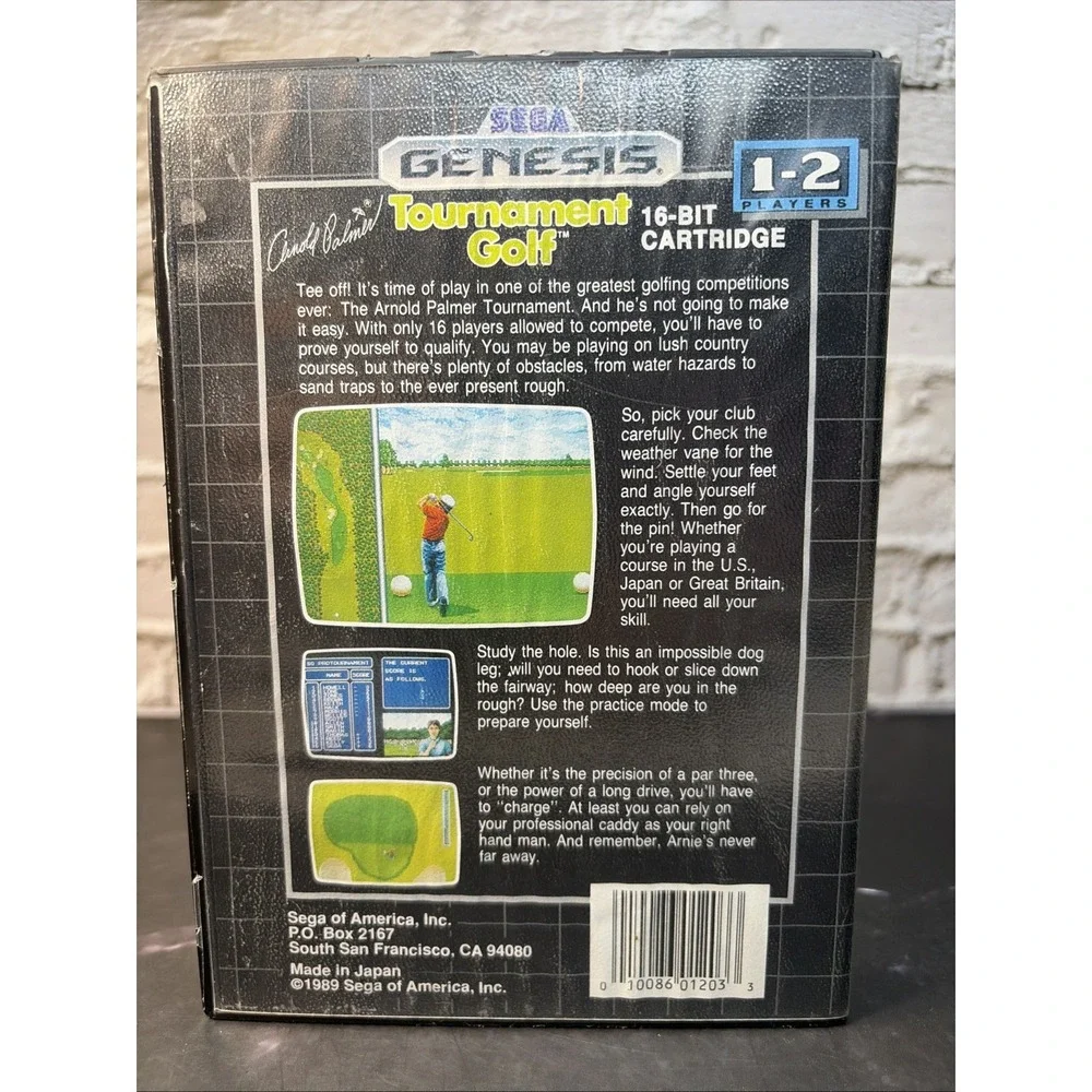 Arnold Palmer Tournament Golf Sega Genesis 1989 Game & Box 010086012033 Clean